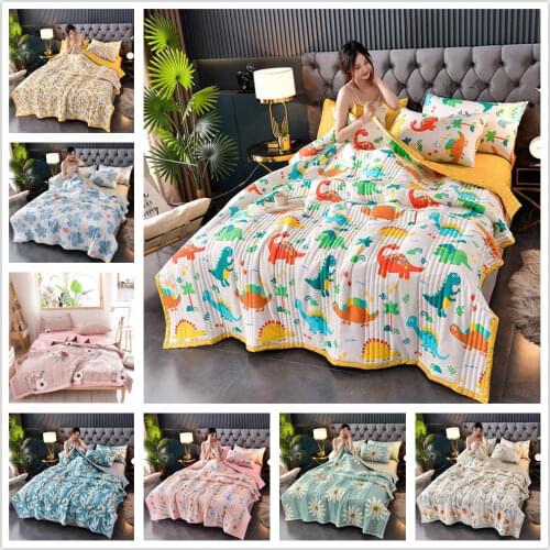 Cartoon Summer Quilts for Childrens Bed Dinosaur Floral Thin Comforter Quilt Bedspread Soft Comfortable Quilted Duvet only