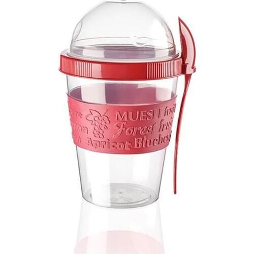 Double Sealed Food Storage Box Chill Go Yogurt Cereal Box Transparent Fresh Kepping Food Reusable Bottle Breakfast Spoon