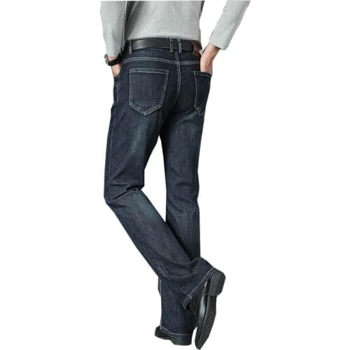 Jeans Men Mens Big Flared Jeans Boot Cut Leg Flared Loose Fit High Waist Male Designer Classic Blue Elasticity Denim Jeans