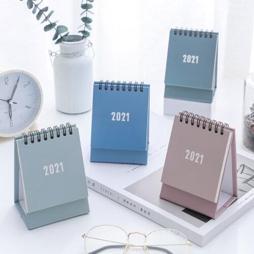 Journamm 8*11cm 2021 Calendar Cards Simplicity Morandi Solid Color Schedule Table Planner Office Supplies Desktop Calendar Board