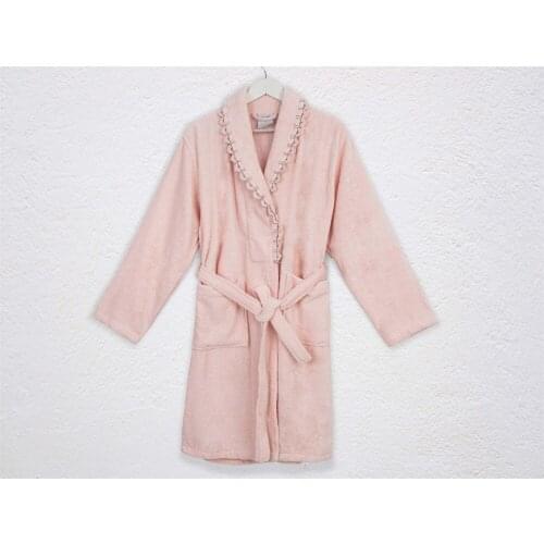 IRYA BECCA HAND HEATED EMBROIDERED BATHROBE PINK S/M