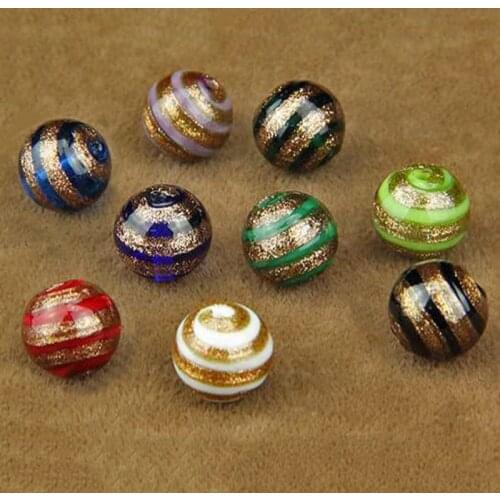 Round 12mm Foil Circle Strips Lampwork Glass Handmade Loose Crafts Beads for Jewelry Making DIY Findings