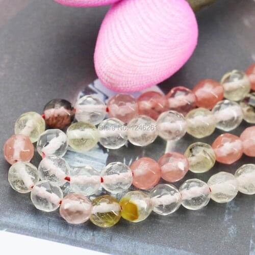 6mm Pink Watermelon Tourmaline Round Beads Accessories Crafts Loose Beads Stone For Necklace Bracelet Faceted DIY Jewelry Making