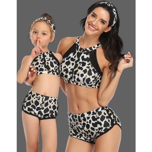 Family Mother Girl Bikini 2021 New Children Swimsuit Parent Child Swimwear Women Zipper Swimsuit Baby Kid Beach Swimwear Biquini