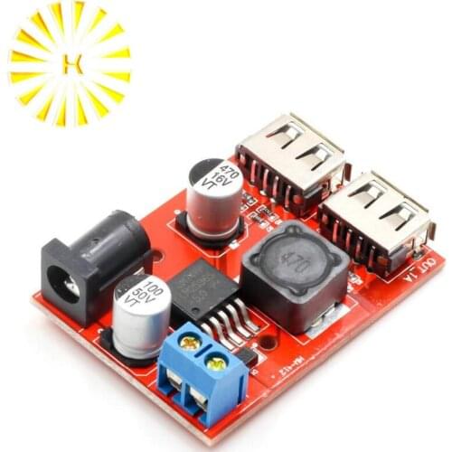 LM2596 LM2596S Dual USB DC-DC 9V 12V 24V 36V to 5V 3A Step Down Buck Converter Board Car Charger Power Supply Module Connector