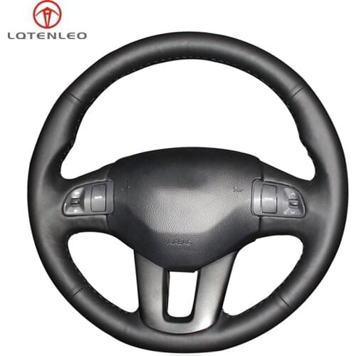 LQTENLEO Black Artificial Leather Hand-stitched Car Steering Wheel Cover For Kia Sportage 3 2010-2017 Ceed Cee'd 2009-2012