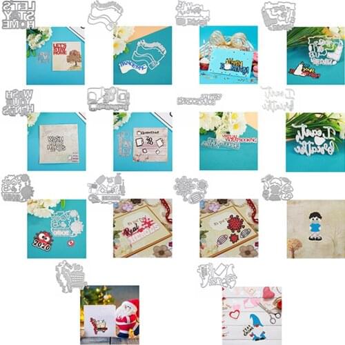 Metal Cutting Dies 2020 Lets Stay Home Words Toilet Paper Mixed Daily Necessities DIY Scrapbooking Crafts Making Template