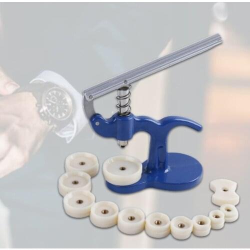 Watch Press Set, Watch Back Case Closer, Watchmaker Watch Repair Tool Kit with 12pcs Fitting Dies