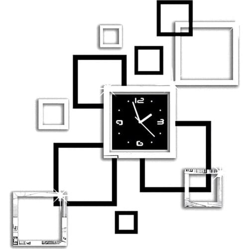 Living Room Wall Clock Frame Sticker Photo Frame Sticker Acrylic Mirror Wall Sticker 3D DIY Art Stickers Decals