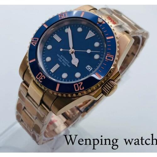 2021 New 40mm Mens Top Luxury Mechanical Sterile Watch Sapphire Glass Rose Gold Case Ceramic Bezel Date NH35 Movement Automatic