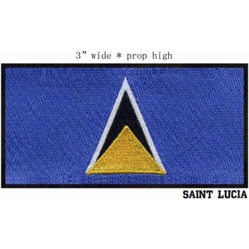 Saint Lucia 3" wide embroidery flag patch brand patch/moral patch/steeple