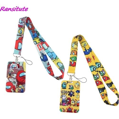Ransitute R1613 Cartoon Game Robot Lanyard Card Holder Student Hanging Neck Mobile Phone Lanyard Badge Subway Access Card Holder