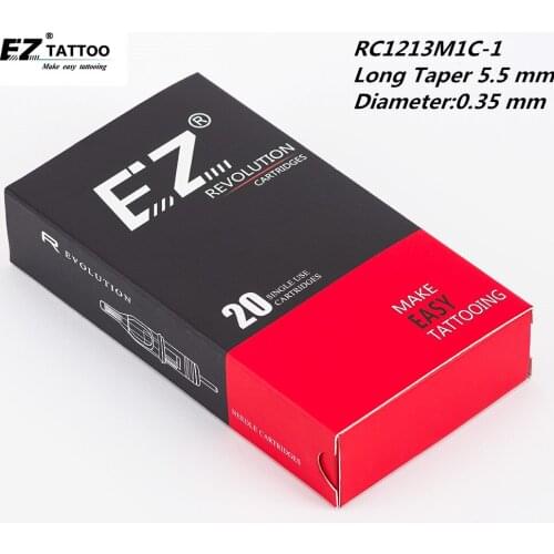 RC1213M1C-1 EZ Revolution Cartridge Needles Curved Magnum 0.35 mm Tattoo Needles Long Taper 5.5 mm for Cartridge Tattoo Pen