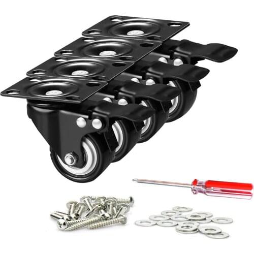 2" Heavy Duty Swivel Plate Casters Mute Polyurethane PU Wheels with 360 Degree Castors Markless Rubber Wheels Double Bearings