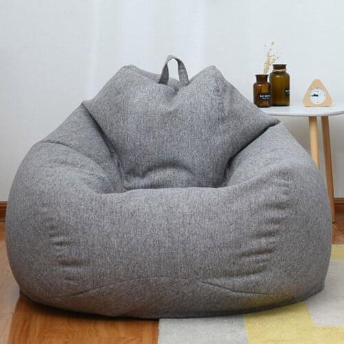 Modern Lazy Bean Bag Sofa Cover Chairs Without Filler Update Thick Cotton Linen Cloth Lounger Seat Couch Tatami Home Furniture