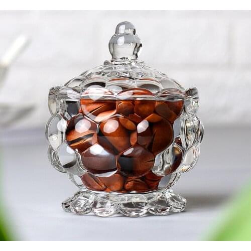 Special price clearing crystal glass sugar jar household melon seed candy snack sugar jar storage can creative Mini ornaments