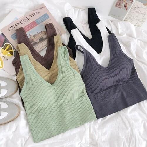 Athletic Girl Underwear Padded No Steel Ring Comfortable Knitted Underwaist Beauty Back tank top women