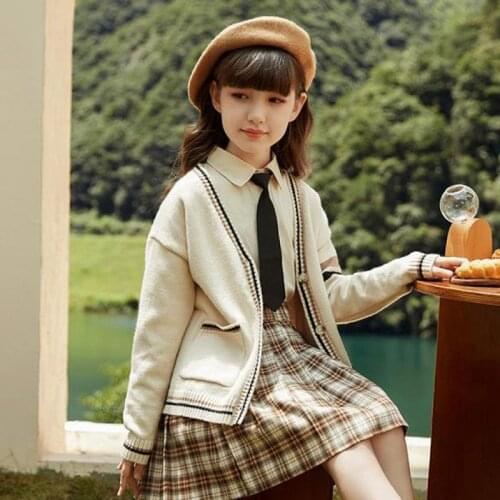 7-14 Years Girls Knitted Cardigan Sweater For Girls Autmn Spring Knit Outerwear Children Teens Casual Knitwear Clothing Tops