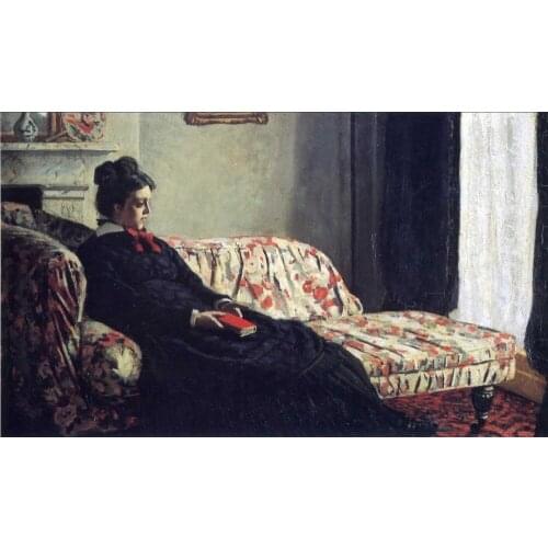 High quality Oil painting Canvas Reproductions Meditation, Madame Monet Sitting on a Sofa (1870-187 By Claude Monet hand painted