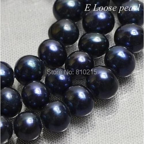 Pearl Jewelry Loose Beads Round Potato Pearl Freshwater Pearls Black Loose Pearl Beads 7.5-8.5mm 15 Inches Full Strand