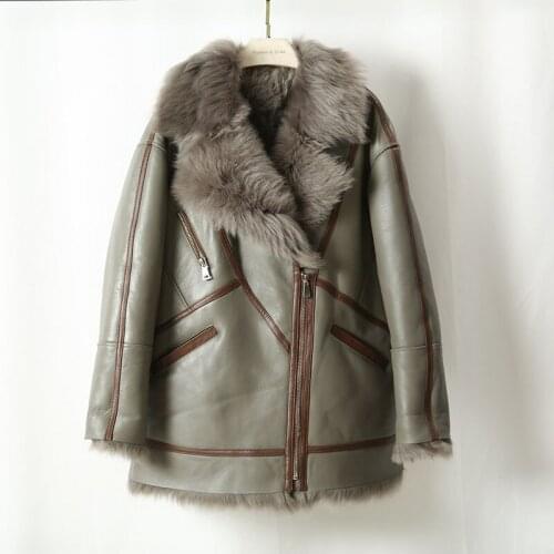Clearance womens winter luxury sheep fur wool LEATEHR double face JACKET COAT