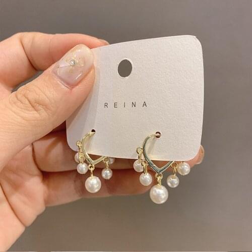 Ladies gold alloy hoop earrings small simple round pearl earrings Personality steampunk accessories Trend Women jewelry