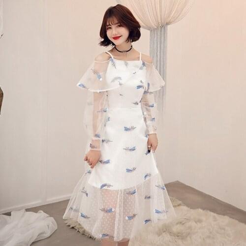 2020 A-Line Strapless Tea-Length Prom Dresses Feather Print Коктейльный костюм Cocktail Dress Party Dress