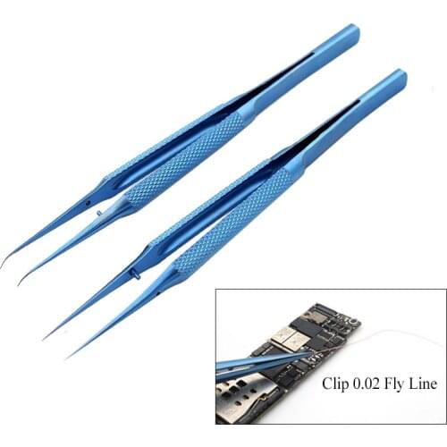 0.02mm Fingerprint Tweezers Precision Titanium Alloy Fly Line For Phone Fix Copper Wire Repair Clip Jumper Line