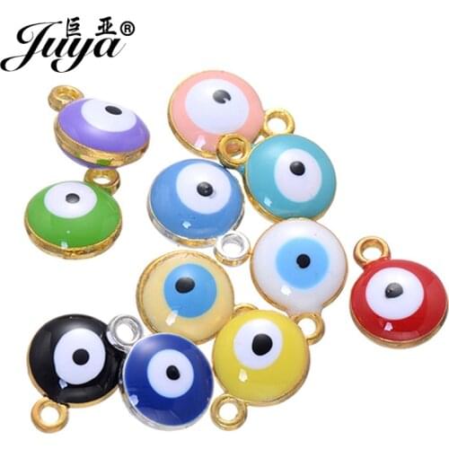 30pcs 10mm Classical Turkish Evil Eye Charm Pendants For Women Men Bracelet Necklace Earrings DIY Jewelry Making Accessories