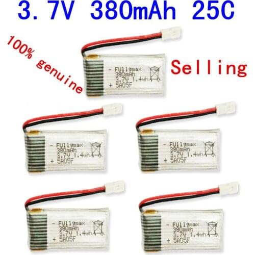 5Pcs/set Hubsan X4 H107 Series 3.7V 380mAh 25C Lipo Battery for H107L H107C H107D JXD385 V252Quadcopter Upgraded Spare Part