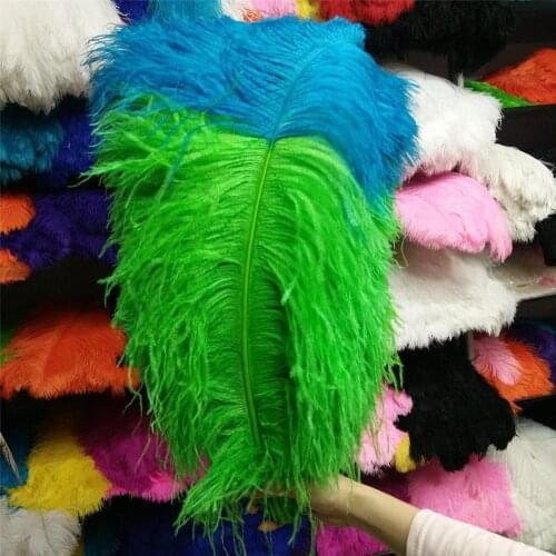 Wholesale 50 pcs Green and Sky Blue "Thick Stem" Male Ostrich Feathers 24-26inch/60-65cm DIY Jewelry Craft Making Decoration