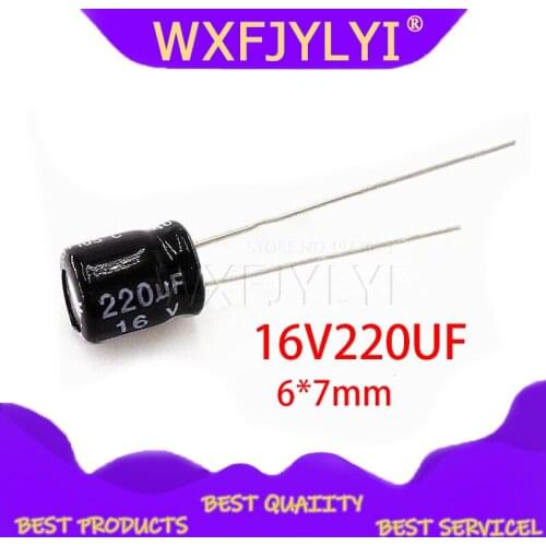 50PCS Higt quality 16V220UF 6*7mm 220UF 16V 6*7 Electrolytic capacitor