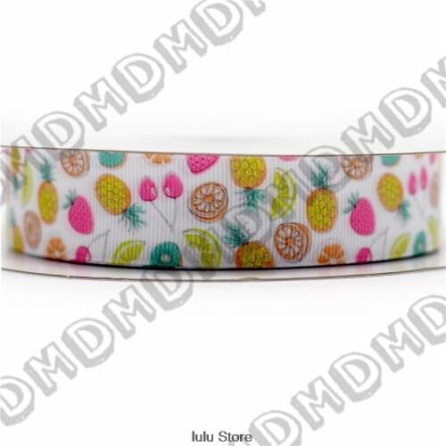 6mm-75mm Fruit Pineapple, Strawberry Printed Grosgrain Ribbon/Elastic Band 38mm DIY Handmade Hair Bows Party Decoration 50 yards