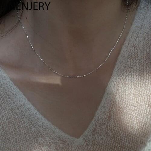 ANENJERY 925 Sterling Silver Geometric Bare Chain Necklaces Female Light Luxury Niche Simple All-match Necklaces Wholesale