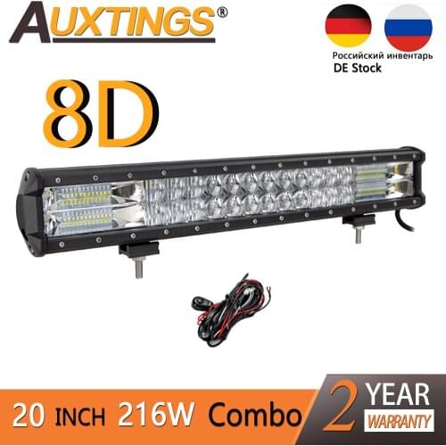 Auxtings Combo Beam 20inch 216w Dual Rows IP67 Waterproof Car Led Bar 8D LED Light Bar For JEEP Truck Car LED Lamp For Auto