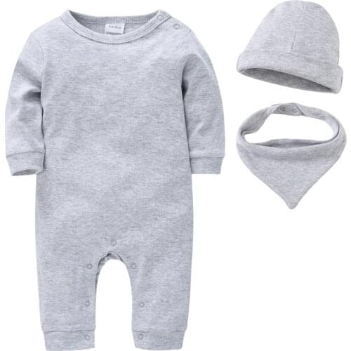 Kavkas Newborn Baby Rompers Bibs Hats Jumpsuit Long Sleeve 100% Cotton Pajamas 0-18M Infant Boys Onesies Toddler Girl Overalls