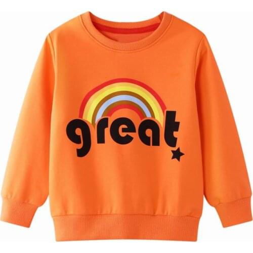27kid Rainbow Pattern kids T-shirt For Autumn Sweatershirt Blouse Tops Childrens sweater hood Spring Cotton Clothing 2-7Years