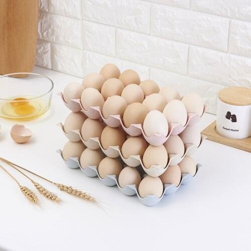 Eco Friendly Wheat Straw Egg Organizer Box Storage Containers Household Refrigerator Fresh-keeping Single Layer Kitchen Items