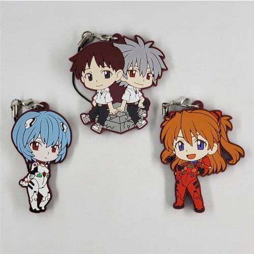 EVA Original Japanese anime figure rubber Silicone mobile phone charms/key chain/strap