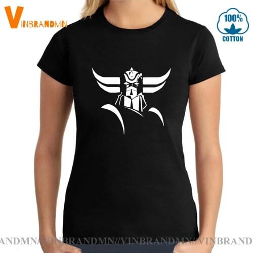 Japanese Cartoon Design Summer Womens Tees Tops Short Sleeve Cotton Tshirt Camisetas Goldorak Grendizer Mazinger Z T-Shirt