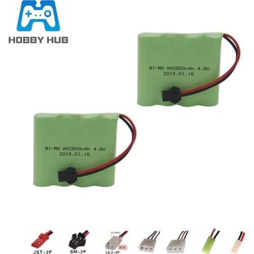 HOBBY HUB 2PCS 4.8v 2800mah NiMH Battery For RC toys boats car Tanks Robots Gun AA Ni-MH 2400mah 4.8v Rechargeable Battery Pack