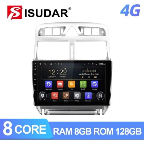 ISUDAR T72 4G Net Android 10 Car Radio For Peugeot 307 2002-2008 2009-2013 Auto GPS Stereo System 8 Core DVR Camera FM No 2 din