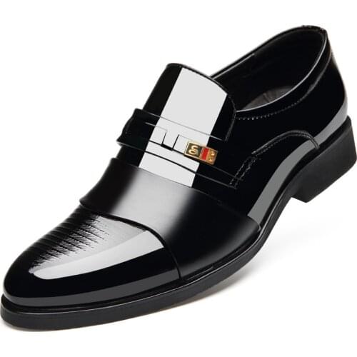 JINANDYU Brand Classic Man Pointed Toe Dress Shoes Mens Patent Leather Black Wedding Shoes Men Oxford Formal Shoes Large Size 48