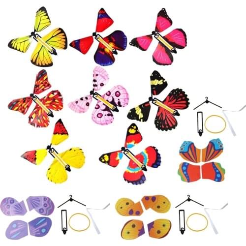 K1KC 10 PCS Flying in the Book Fairy Rubber Band Powered Wind Up Butterfly Toy Great Surprise Gift