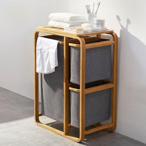 Classification Dirty Clothes Storag Basket Bathroom Toilet Japanese Simple Laundry Basket Bamboo Oxford Cloth Storage Rack LB599