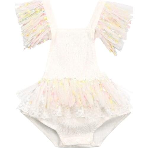 New Toddler Infant Baby Girls Rompers Princess Tassel Ruffles Lace Sleeveless Floral Print Backless Romper Jumpsuits Sunsuits