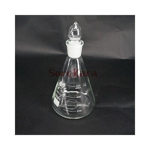 500ml Borosilicate Glass Conical Erlenmeyer Flask with Stopper For Chemistry Laboratory