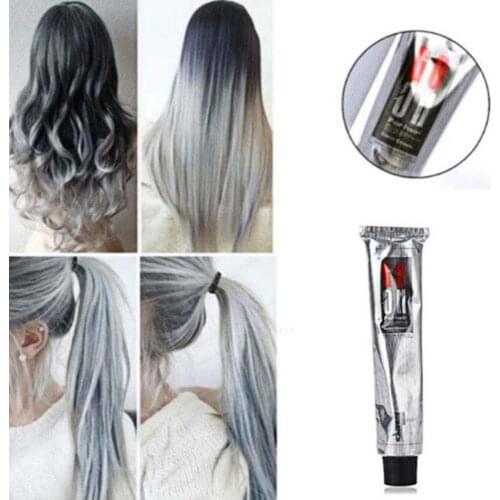 1Pc Fashion Punk Style Hair Dye Cream Smoky Gray Hair Modify Cream Silver Color Nature Permanent Super Girls Beauty Hair 100ml