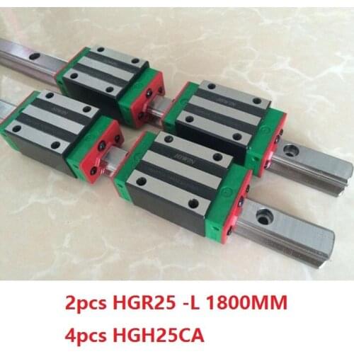 2pcs Hiwin linear guide linear rail HGR25 -L 1800MM + 4pcs HGH25CA linear narrow blocks for cnc router