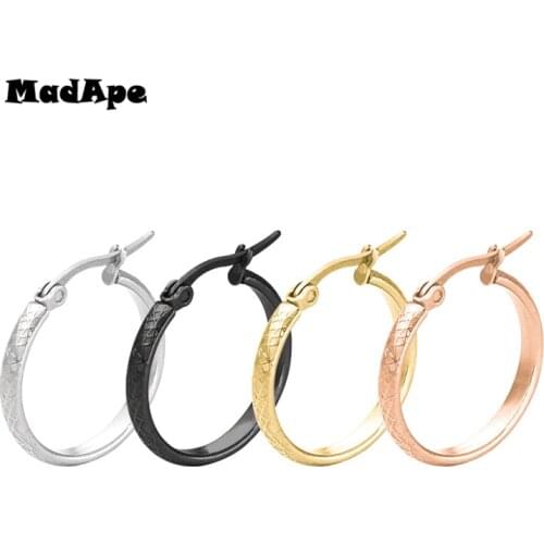 MadApe Stainless Steel Hoop Earrings Line Shape Round Earrings For Women And Men Classic Jewelry Wholesale Hoop Earrings
